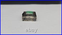 Antique CHINESE EXPORT STERLING SILVER JADE PILL BOX