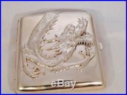 Antique CHINESE EXPORT Sterling Silver 925 Cigarette Case Box Dragon Hong Kong