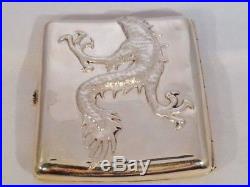 Antique CHINESE EXPORT Sterling Silver 925 Cigarette Case Box Dragon Hong Kong