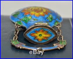 Antique CHINESE Solid Silver Gilt & Enamel Unusual HANGING Pot / Pendant / Box