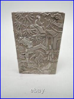 Antique Card Case Export China Trade Asian Chinese Silver Khe Cheong Canton