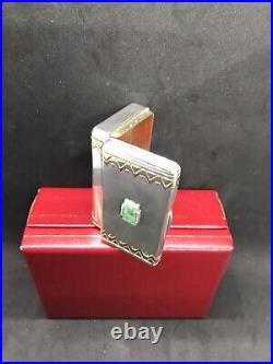 Antique Cartier Sterling Solid Silver Chinese Jade Diamond Snuff Box London 1928