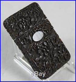 Antique Carved Faux Tortoiseshell Chinese Export Calling Card Case