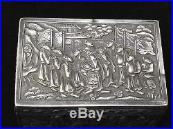 Antique China Chinese Snuff Silver Box 19 Century Engraved Handmade Silver Bar