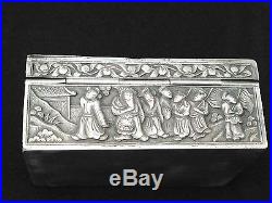 Antique China Chinese Snuff Silver Box 19 Century Engraved Handmade Silver Bar