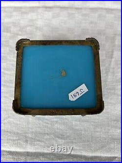 Antique Chinese Blue Opaline Peking Glass Enamel Silver Dresser Box