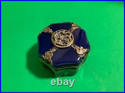 Antique Chinese Blue & White Octagon shape Box with Silver Dragons