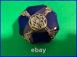 Antique Chinese Blue & White Octagon shape Box with Silver Dragons