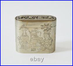 Antique Chinese Box Holder With Calligraphy