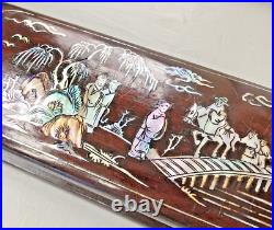 Antique Chinese Box Set Ebony Silver Metal Chopsticks Mother of Pearl Lacquered