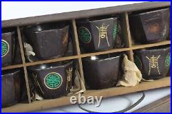 Antique Chinese Boxed Set Silver & Coconut Cups c. 1900