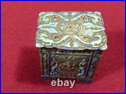 Antique Chinese Cloisonné Enamel Stamp Box Silver