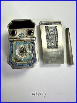 Antique Chinese Collectors Opium Travel Set Silver