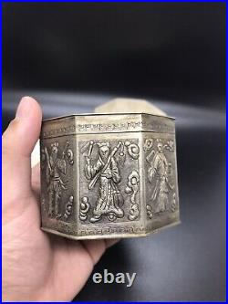 Antique Chinese Eight Immortals Silver Box