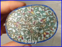 Antique Chinese Enameled Silver Jewelry Trinket Box Floral Decoration As Is