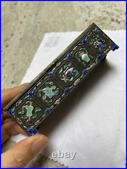 Antique Chinese Enameled Silver Metal Scholar's Objects