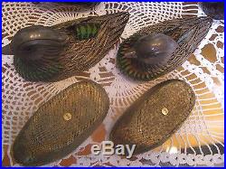 Antique Chinese Export 1900-1940 Silver Filigree Mandarin Ducks Shaped Boxes