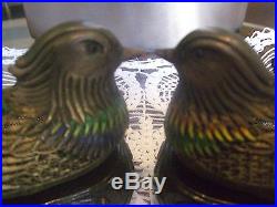 Antique Chinese Export 1900-1940 Silver Filigree Mandarin Ducks Shaped Boxes