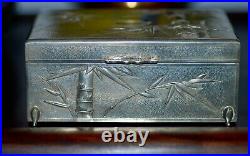 Antique Chinese Export 900 Silver Pepousse Bambooi Box by Zee Sung c. 1920s