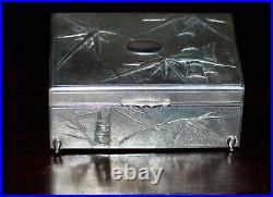 Antique Chinese Export 900 Silver Pepousse Bambooi Box by Zee Sung c. 1920s