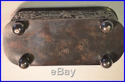 Antique Chinese Export Asian Sterling Silver Repousse Garden Scene Vanity Box