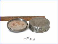 Antique Chinese Export Box withRaised Dragon Silver Compact or Pill Box
