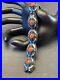 Antique-Chinese-Export-Bracelet-Silver-Blue-Enamel-Cabochon-7-Panel-Pre-1949-01-qs