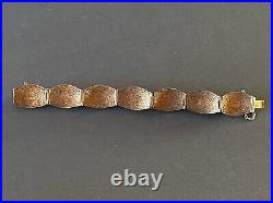 Antique Chinese Export Bracelet Silver Blue Enamel Cabochon 7 Panel Pre-1949