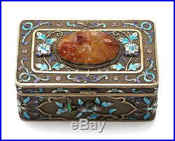 Antique Chinese Export Gilt Silver Jewelry Box With Gem Stone China