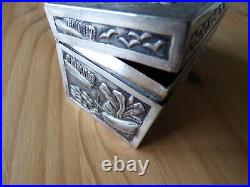 Antique Chinese Export Silver 19th Century Repousse box