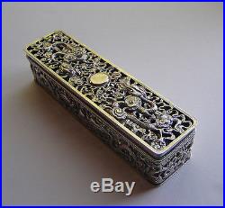 Antique Chinese Export Silver Box Reticulated By Kms Kwong Man Shing 180 Grams