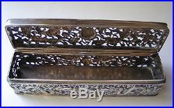 Antique Chinese Export Silver Box Reticulated By Kms Kwong Man Shing 180 Grams