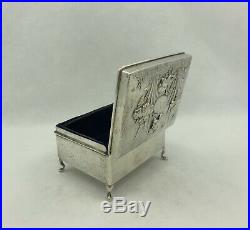 Antique Chinese Export Silver Box with Crane & Iris by WangHing