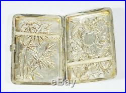 Antique Chinese Export Silver By Wang Hing Cigarette Case Box Dragon Shanghai
