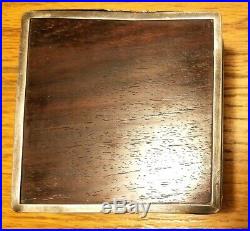 Antique Chinese Export Silver Cigarette Case Box Wood Inlaid