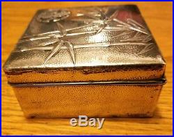 Antique Chinese Export Silver Cigarette Case Box Wood Inlaid
