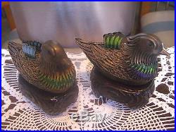 Antique Chinese Export Silver Filigree Mandarin Ducks Shaped Boxes