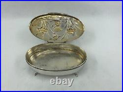 Antique Chinese Export Silver Oval Box with Crane & Japanese Iris by WangHing