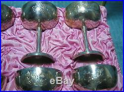 Antique Chinese Export Silver Plated Goblet Set Of 8 Withbox