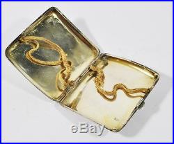 Antique Chinese Export Silver Signed Cigarette Case Box Dragon Woshing Shanghai