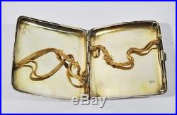Antique Chinese Export Silver Signed Cigarette Case Box Dragon Woshing Shanghai