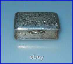 Antique Chinese Export Silver Snuff/Pill Box Canton MK Mark