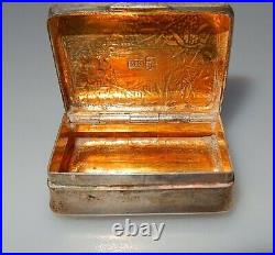 Antique Chinese Export Silver Snuff/Pill Box Canton MK Mark