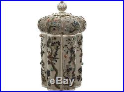 Antique Chinese Export Silver and Enamel Box Canister Circa 1900
