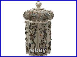 Antique Chinese Export Silver and Enamel Box Canister Circa 1900