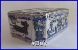 Antique Chinese Export Silver and Enamel Octagonal Snuff Box