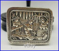 Antique Chinese Export Solid Silver Snuff Box 34.5 G