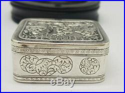 Antique Chinese Export Solid Silver Snuff Box 34.5 G
