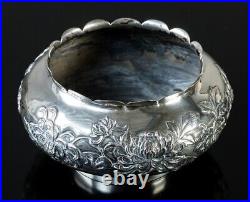 Antique Chinese Export Sterling Silver Bowl Sign Luen Wo