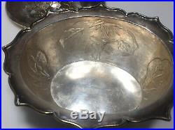 Antique Chinese Export Sterling Silver Rare Open Box Fantastic Work Poppies 1880